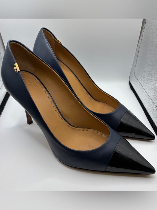 Tory Burch Shoes - Tory Burch 85MM Cap-Toe Pump Leather Size 10M Ink Navy/Black